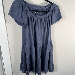 Max Studio Denim Blue Peasant Mini Dress